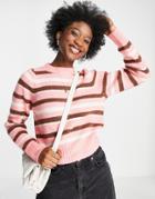 Monki Stripe Sweater In Pink - Pink