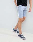 Asos Design Skinny Chino Shorts In Light Blue With White Side Stripe - Blue
