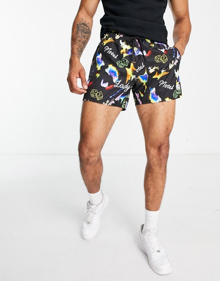 Topman 'lady Luck' Swim Shorts In Black