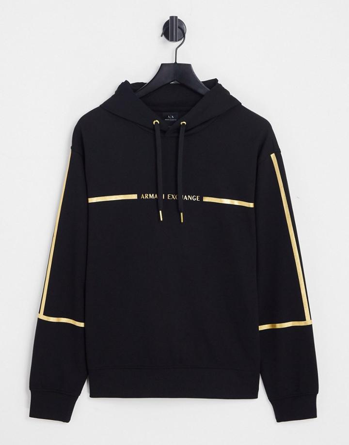 Armani Exchange Metallic Detail Hoodie In Black & Gold Suit 7