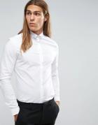 Asos Skinny Shirt With Chain Detail Tie Pin - White