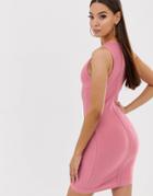 The Girlcode Bandage Dress With Panel And Bust Cup Detail In Pink - Pink