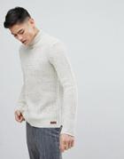 Solid Fishermans Sweater With Turtleneck In Nep - Beige