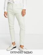 Asos Design Super Skinny Wool Mix Suit Pants In Dusky Green Twill