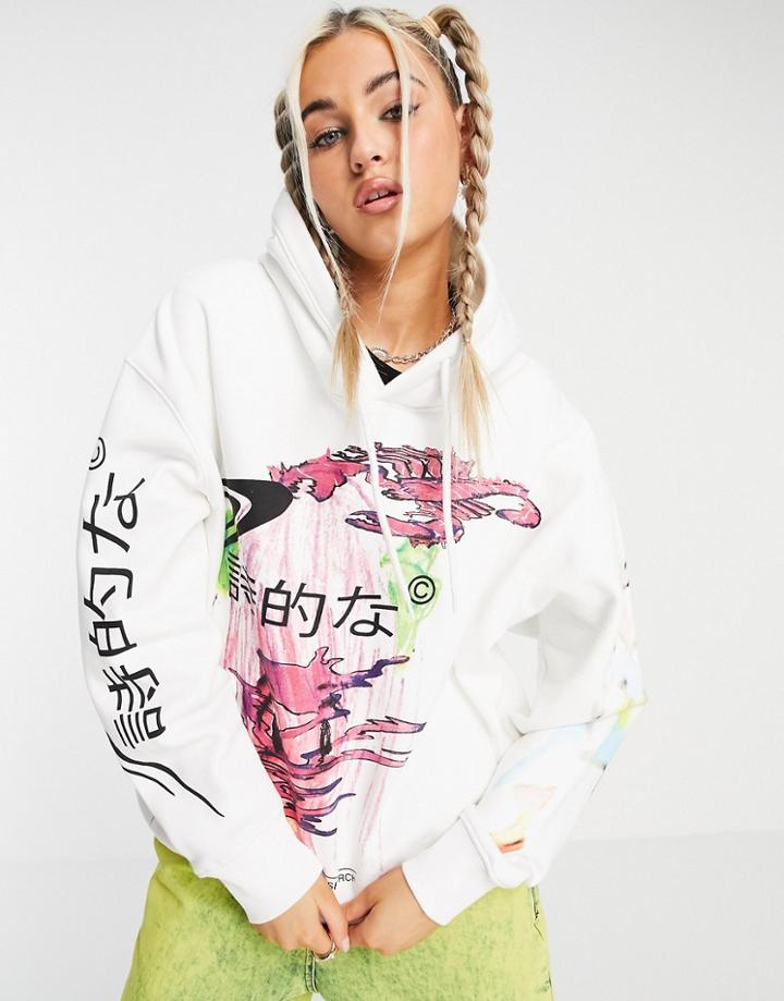 Weekday Alisa Organic Blend Cotton Manga Print Hoodie In White-multi