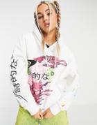 Weekday Alisa Organic Blend Cotton Manga Print Hoodie In White-multi
