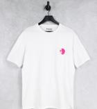 Selected Homme Organic Cotton Blend Oversized T-shirt With Palm Tree Embroidery In White Exclusive To Asos