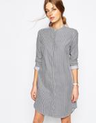 Selected Livi Shirt Dress In Pinstripe - Peacoat Striped