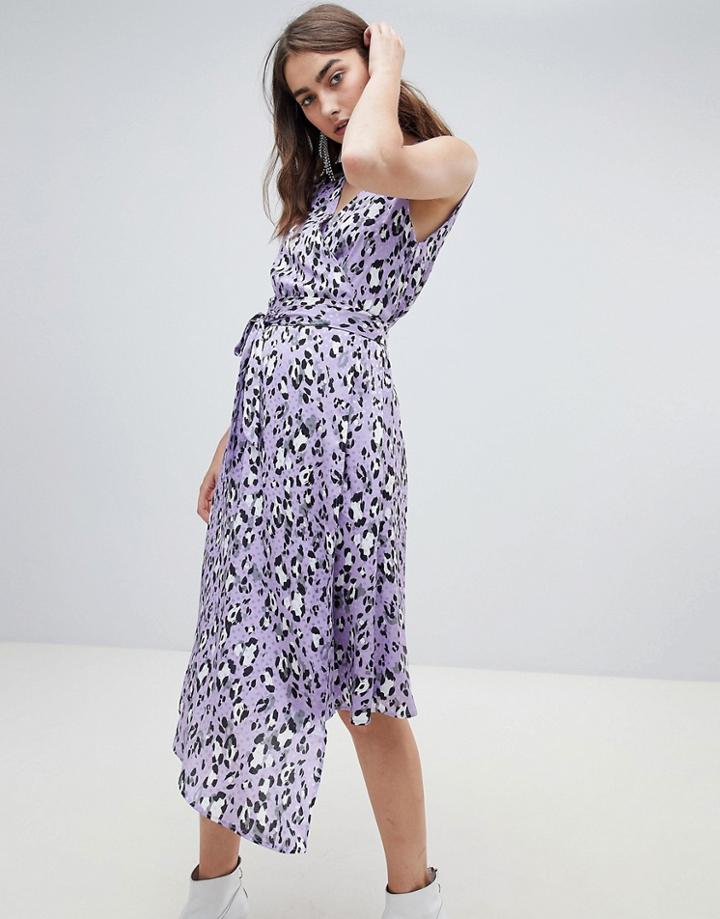 Gestuz Leopard Wrap Dress - Purple
