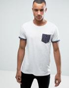Esprit Slim Fit T-shirt With Ditsy Pocket And Roll Sleeve Detail - Beige