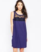 See U Soon Shift Dress With Eyelash Lace Insert - Blue