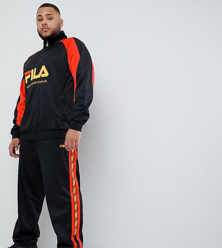 Fila Plus Poly Tricot Joggers With Taping In Black - Black