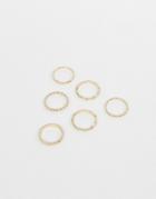 Asos Design Pack Of 6 Rings In Mixed Chain Design In Gold - Gold