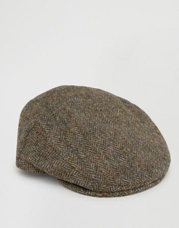 Asos Harris Tweed Flat Cap - Green