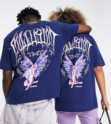 Collusion Unisex T-shirt With Fairy Fantasy Print In Blue