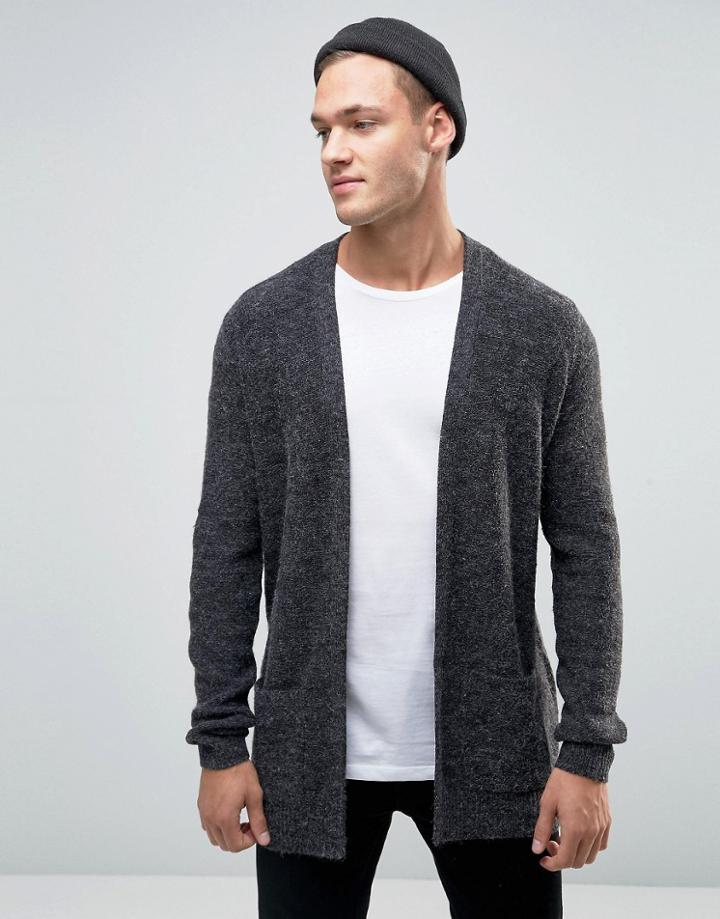 New Look Fluffy Cardigan In Gray - Gray