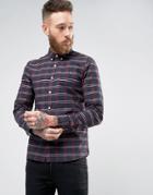 Farah Shirt With Yarn Dyed Check In Slim Fit - Navy