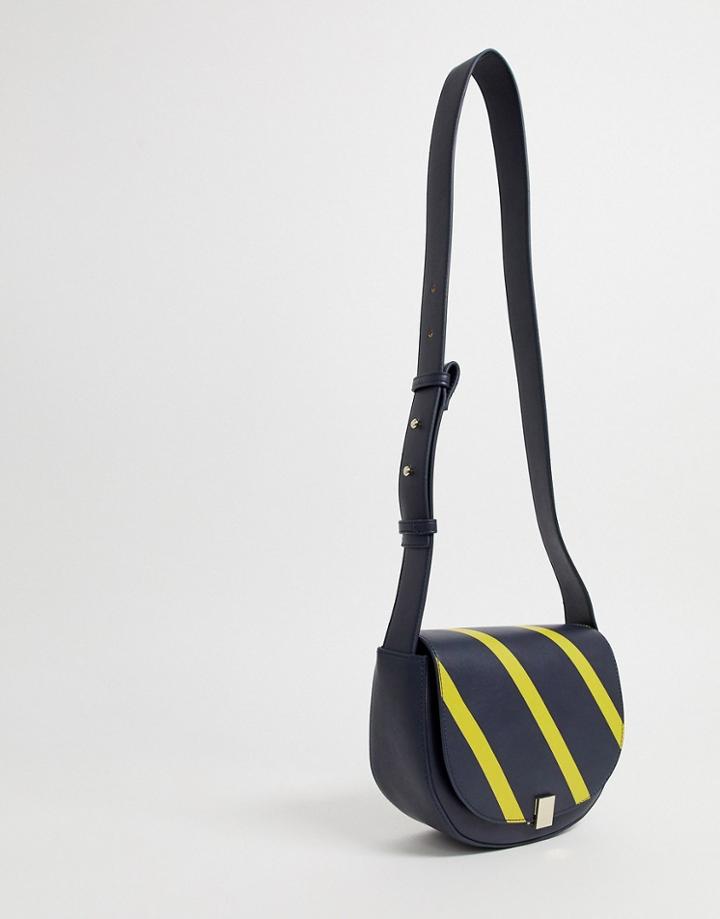 French Connection Claudia Bloc Stripe Handbag-navy