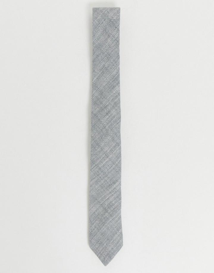 Twisted Tailor Tie In Herringbone Gray