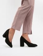 Qupid Block Heel Pointed Shoes - Black