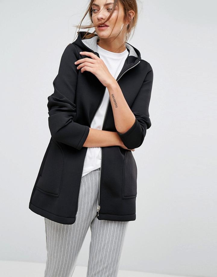 Stradivarius Hooded Coat - Black