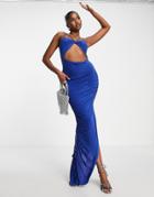 I Saw It First Cut-out Side Slit Maxi Dress In Cobalt Blue