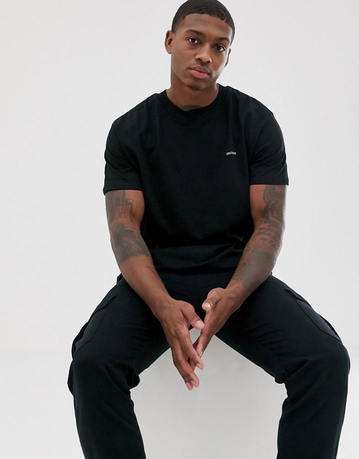 Night Addict Oversized Limited Chest Print T-shirt-black