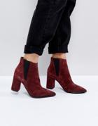 Pieces Suede Ankle Boots - Red