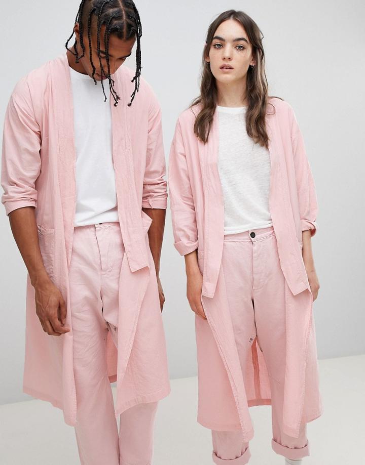 Seeker Kimono Style Lab Coat In Organic Cotton - Pink