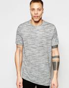 Asos Super Longline T-shirt In Space Dye With Asymmetric Hem - Gray