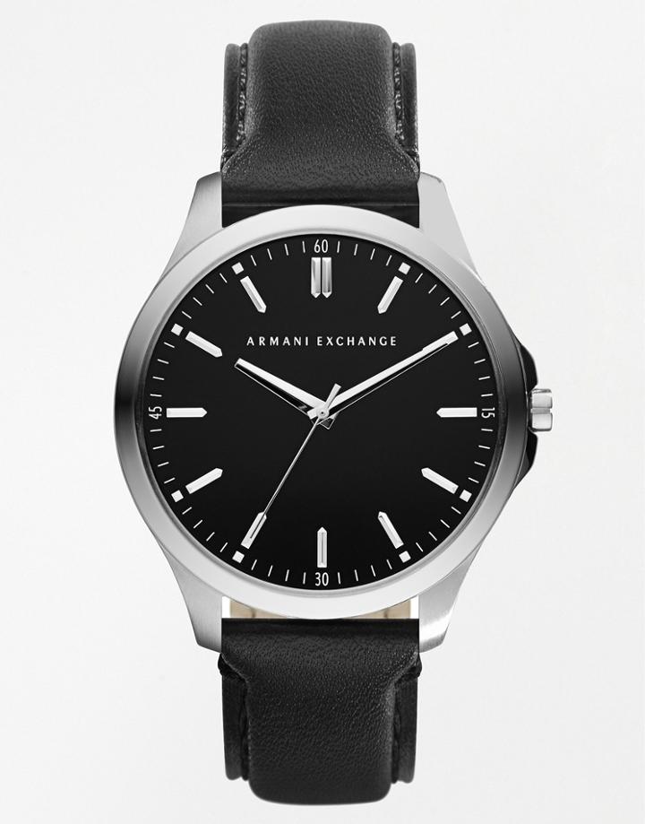 Armani Exchange Leather Strap Watch Ax2149 - Black