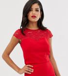 Chi Chi London Tall Lace Detail Shell Top Two-piece In Red