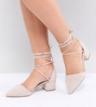Raid Wide Fit Lucky Ankle Tie Mid Heeled Shoes - Beige