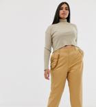 Asos Design Curve Chain Detail Slim Pants-beige