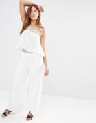 Missguided Crochet Waist Wide Leg Pants - White