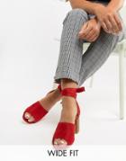 Park Lane Wide Fit Tie Leg Block Heeled Sandals - Red