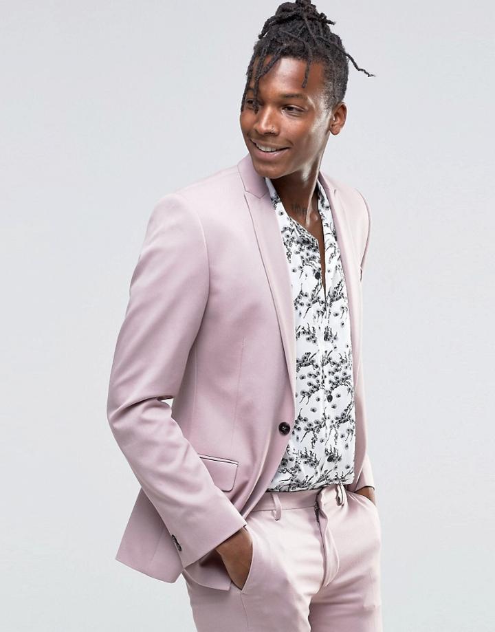 Asos Super Skinny Suit Jacket In Dusty Pink - Pink