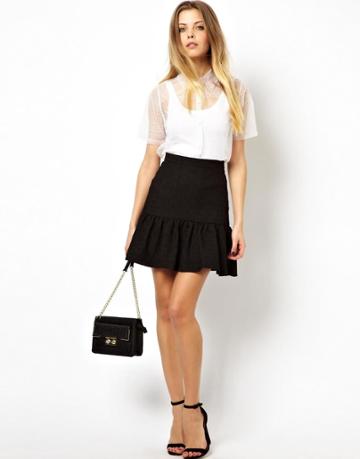 Asos Mini Skirt In Texture With Peplum Hem