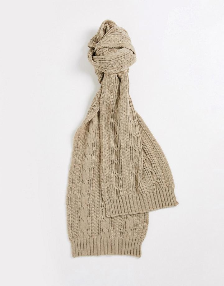 Boardmans Cable Knit Scarf In Camel-neutral