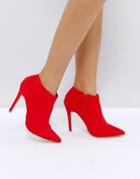 New Look Suedette Heeled Shoe Boot - Red