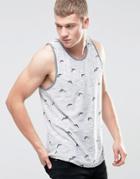 Bellfield Tank With Dolphin Print - White