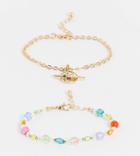 Reclaimed Vintage Inspired Bracelets With Planet Charm In Gold And Multicolored Beading