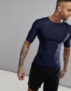 Asos 4505 Compression T-shirt With Cut & Sew In Navy - Navy