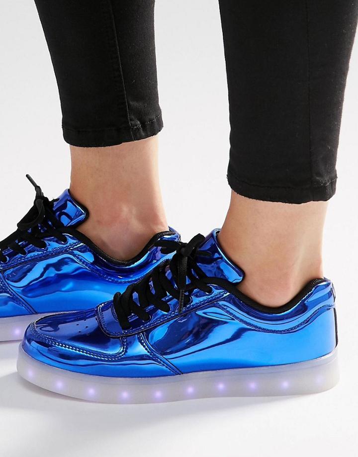 Wize & Ope Pop Blue Light Up Sole Trainers - Laminated Blue