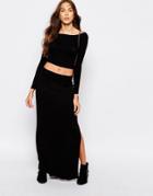 Pull & Bear Jersey Maxi Skirt - Black