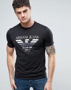 Armani Jeans Eagle Logo T-shirt Regular Fit Acid Wash In Black - Black