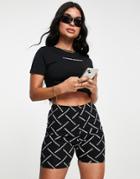 Asos Weekend Collective Monogram Legging Shorts In Black