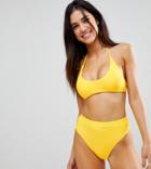 South Beach Mid Rise High Leg Bikini Bottom - Yellow