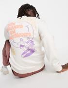 Crooked Tongues Sweatshirt With Groovers And Movers Graphic Print In Ecru-white