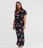 Vero Moda Curve Floral Wrap Jumpsuit - Multi